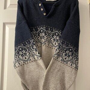 Mens Large Timber Trails Vintage Navy & Tan Sweater 90s
